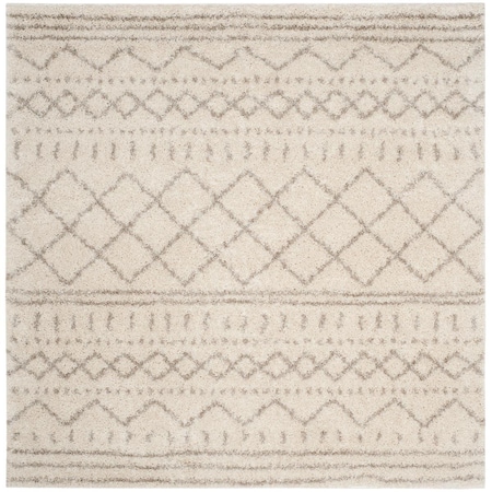 Safavieh 3 x 3 ft. Arizona Shag Power Loomed Square Area Rug; Ivory & Beige ASG741A-3SQ